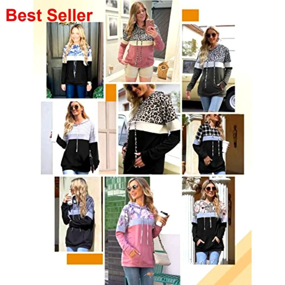 Women's Pullover Hoodie with Pocket, Lightweight Stretchy Fabric, Casual Style
